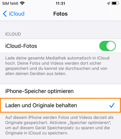 iCloud Bilder runterladen