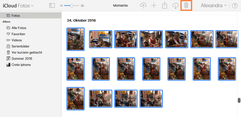 iCloud alle Fotos herunterladen und dann auf einmal löschen