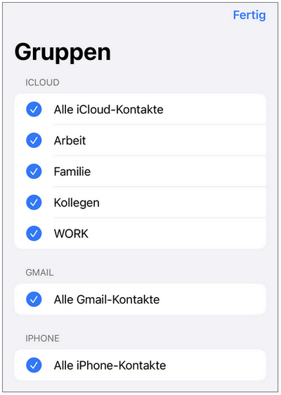 Gruppen im iPhone Kontakte App