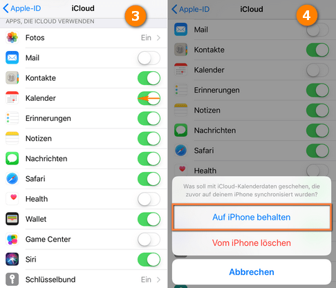iCloud Kalender ab iOS 10.3 deaktivieren