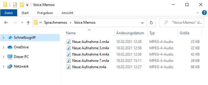 Sprachmemos auf PC übertragen