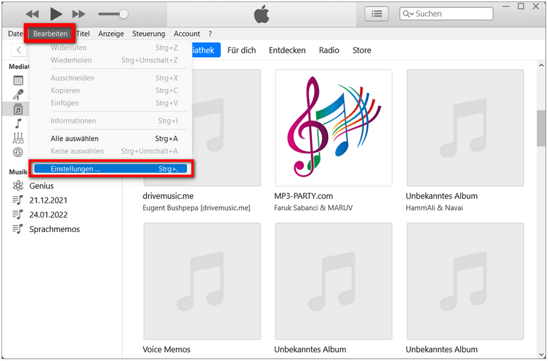 iTunes Wiedergabeliste importieren