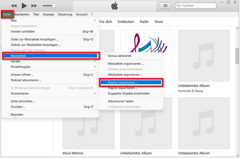 iTunes Playlist importieren