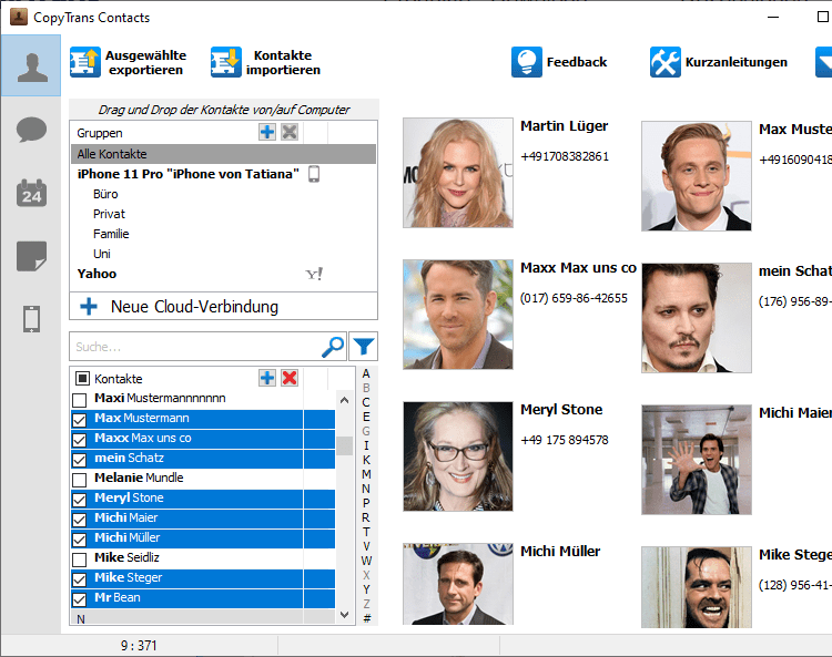 Kontakte von iPhone auf PC mit einem Klick