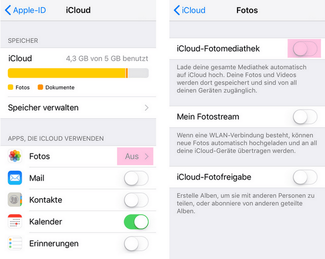 iCloud Dienst auf iPhone deaktivieren