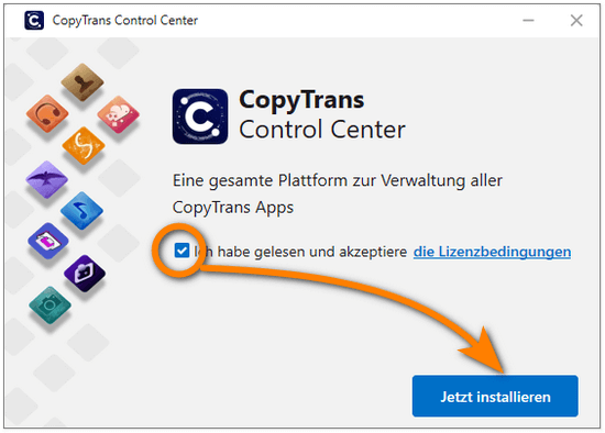 CopyTrans Control Center installieren
