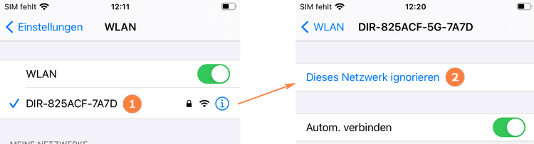 WLAN-Netzwerk am iPhone vergessen