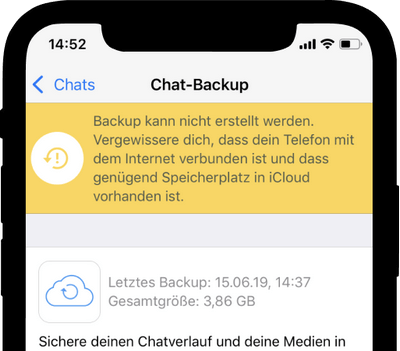 WhatsApp Chats auf neues iPhone übertragen nicht möglich - kein Platz