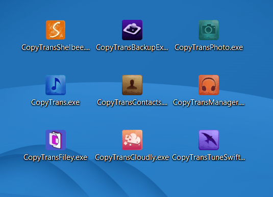 alle CopyTrans Programme auf Desktop