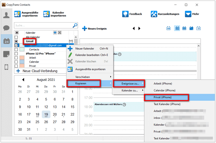 Termine aus Google Kalender exportieren