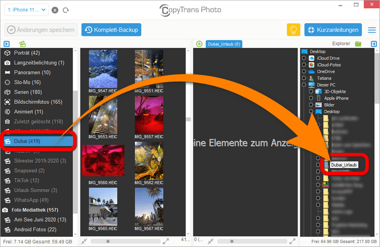 iPhone Album auf PC übertragen