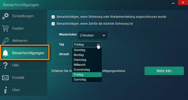 Benachrichtigungen in CopyTrans Shelbee ändern