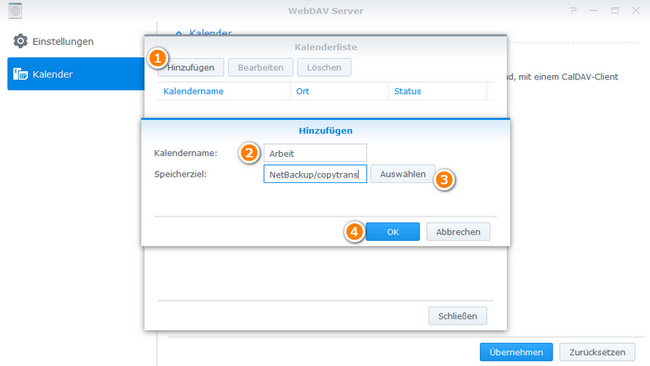 einen neuen CalDAV-Kalender erstellen