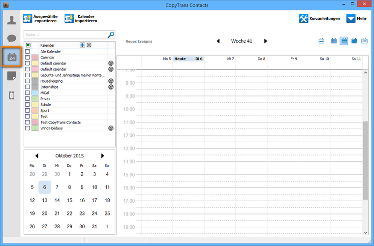 miCal Kalender zum PC übertragen