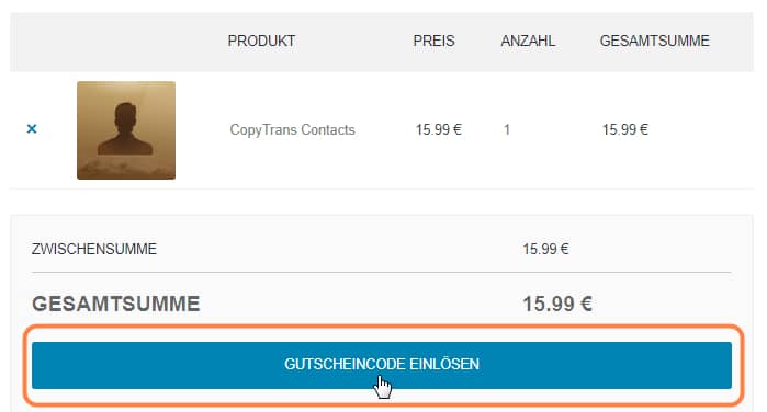 Gutschein im Online-Shop einlösen