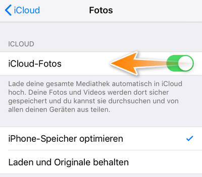 iCloud Fotos deaktivieren