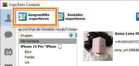 iPhone Kontakte in Outlook exportieren