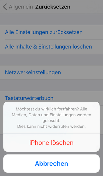 iPhone zurücksetzen, um es vom iCloud wiederherzustellen