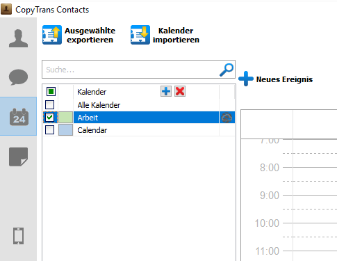 In CopyTrans Contacts Kalenderliste sehen