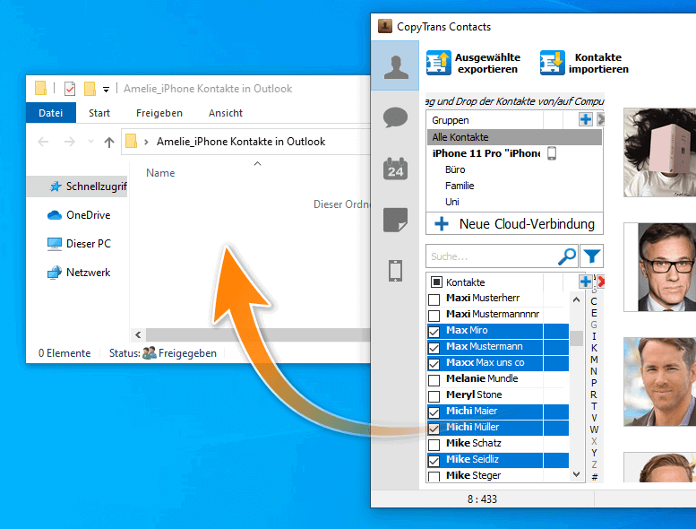 Kontakte in Outlook importieren
