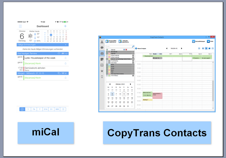 Kalender Alternative mit CopyTrans Contacts verwalten