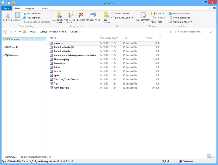 iCalender File am PC speichern