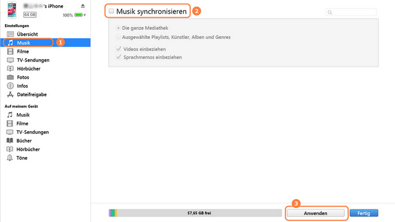 Musik mit iTunes synchronisieren