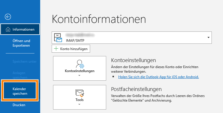 Outlook Kalender exportieren