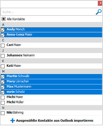 Outlook Kontakte auf iPhone markieren