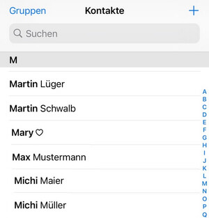 Outlook Kontakte auf iPhone anschauen