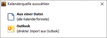 Outlook beim Import auswählen