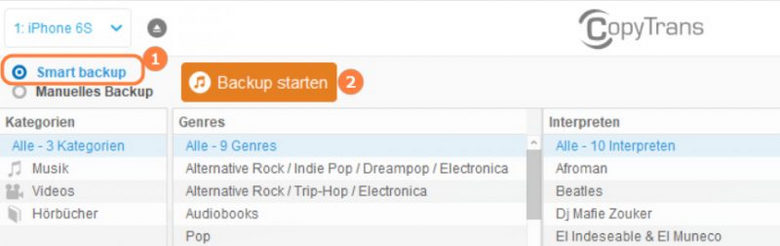 Smart Backup mit CopyTrans machen