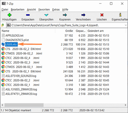 Systeminformationen in den Logdateien  für die Analyse