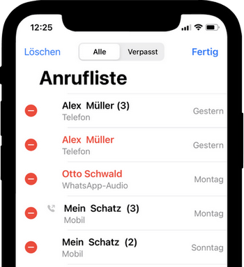 iPhone Anrufliste verlängern