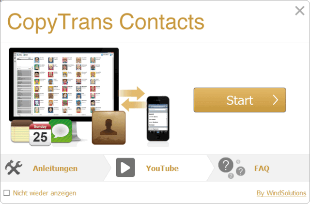 Das Programm CopyTrans Contscts starten