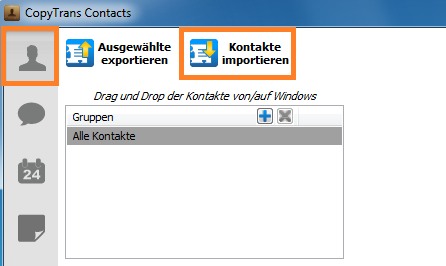 Kontakte in CopyTrans Contscts importieren