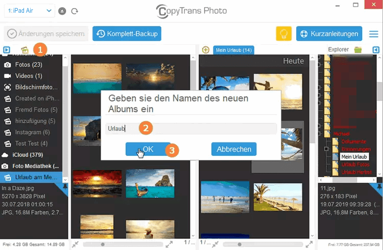 Videos auf iPad übertragen: Album am iPad erstellen