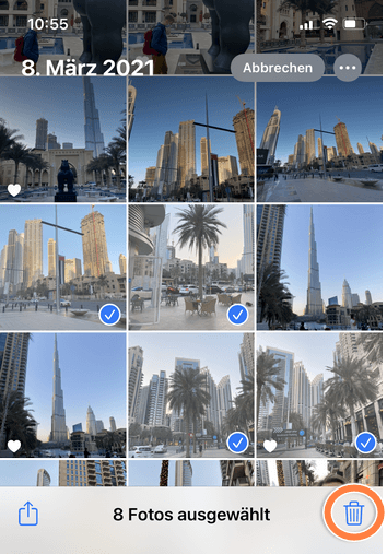 wie kann ich Fotos vom iPhone löschen