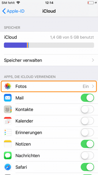 iCloud Bilder hochladen: iCloud Fotos aktivieren