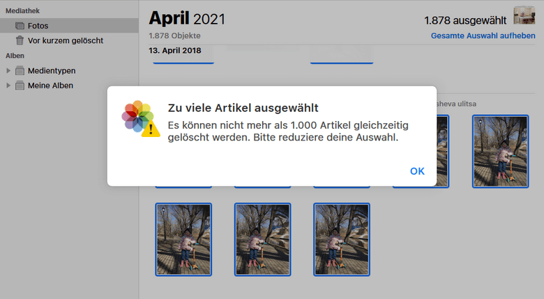 iCloud alle Bilder löschen mit einem Klick