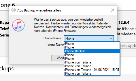 iTunes Backup verlorene Kontakte wiederherstellen