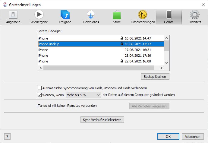 iTunes Backup wiederherstellen