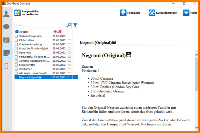iPhone Notizen auf PC