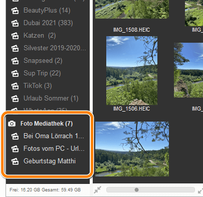 Mit dem Finder synchronisierte Fotos werden entfernt