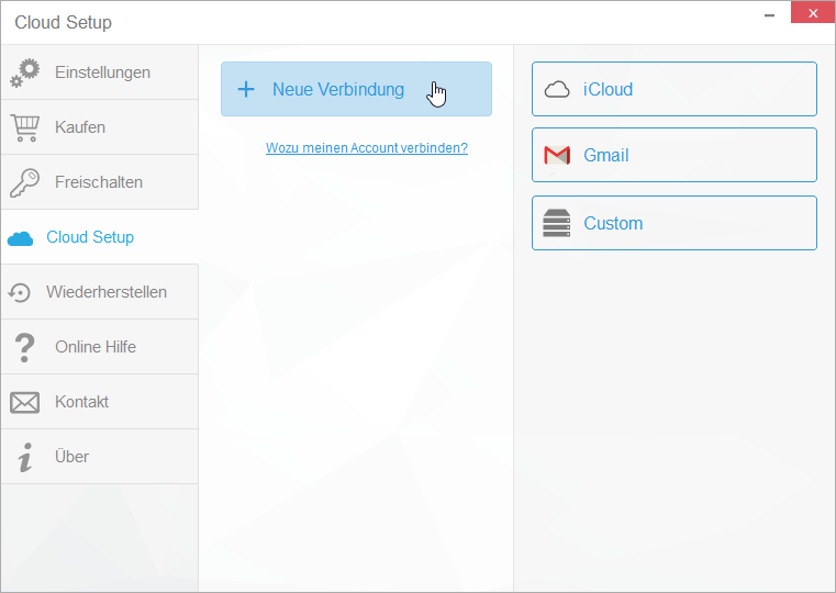 neue Cloud Verbindung einrichten