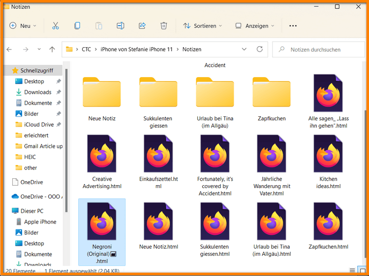 iPhone Notizen auf PC speichern