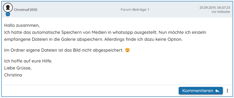 Wie kann ich ein Bild von WhatsApp in Galerie speichern