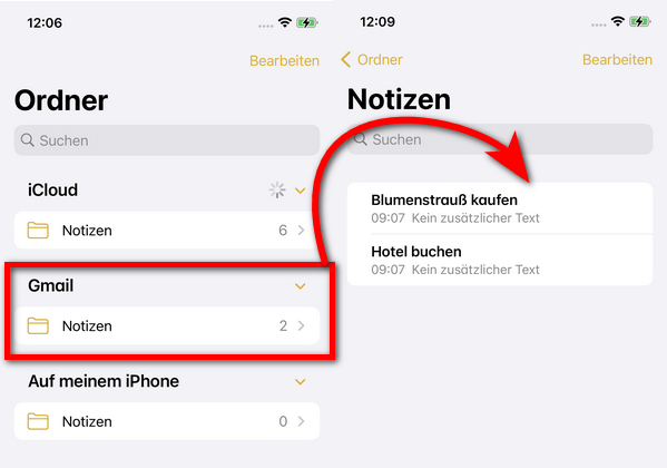 Outlook Notizen synchronisieren iPhone