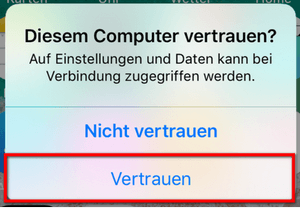 iPhone diesem Computer vertrauen klicken