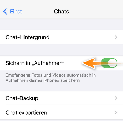 WhatsApp Bilder nicht speichern Einstellung